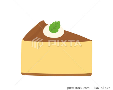 一張可愛的烤起司蛋糕的簡單插圖 一張可愛的烤起司蛋糕的簡單插圖 136131676