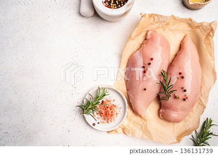 Raw chicken fillet or breasts Raw chicken fillet or breasts 136131739