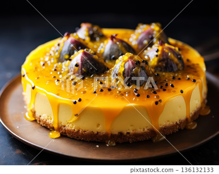 Yellow cake with blackberries on top 136132133