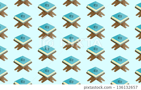 Ramadan Kareem Seamless Pattern with Holy Quran 136132657