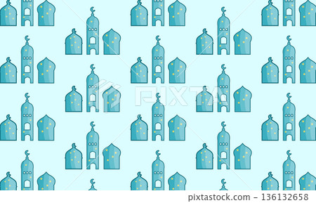 Ramadan Kareem Seamless Pattern with Mosques Ramadan Kareem Seamless Pattern with Mosques 136132658