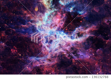 Blue galaxy, beautiful cosmic nebula. Elements of this image furnished by NASA 136132788