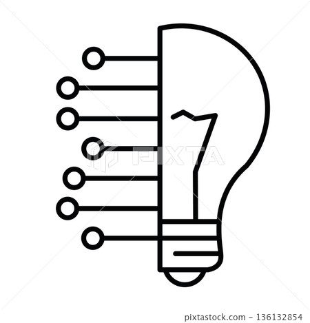 AI Digital Innovation and Creative Technology Lightbulb Concept Icon. Editable Stroke. AI Digital Innovation and Creative Technology Lightbulb Concept Icon. Editable Stroke. 136132854