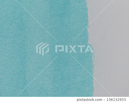 Blue paint swatch on white wall 136132933