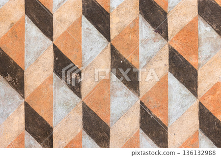 Bold chevron tile pattern in warm earth tones creates a dramatic, classic backdrop Bold chevron tile pattern in warm earth tones creates a dramatic, classic backdrop 136132988