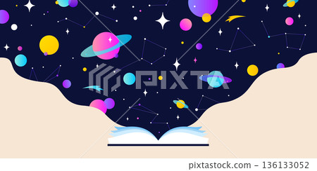 Book, Imagination, Dreams. Cosmos story, space imagination 136133052