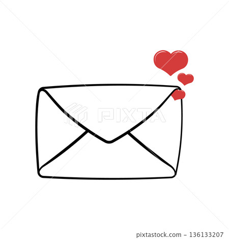 envelope with red hearts without background 136133207
