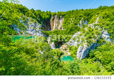 The biggest waterfall - Veliki Slap - at Plitvice national park, Croatia. The biggest waterfall - Veliki Slap - at Plitvice national park, Croatia. 136133335