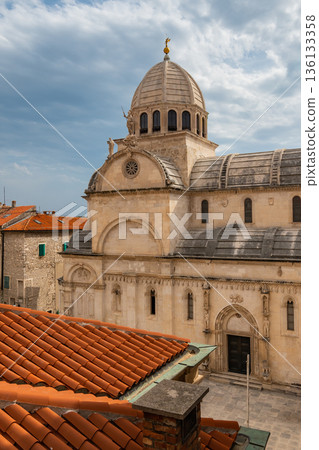 Cathedral of st James at city of Sibenik, Croatia. Ancient christian building, part of UNESCO heritage. 136133358