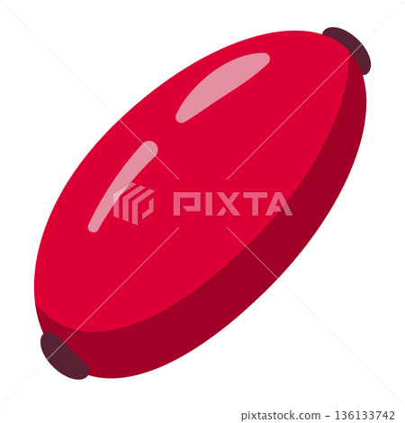 Single bright red rosehip fruit, elongated shape with stem, healthy food illustration, simple flat design Single bright red rosehip fruit, elongated shape with stem, healthy food illustration, simple flat design 136133742