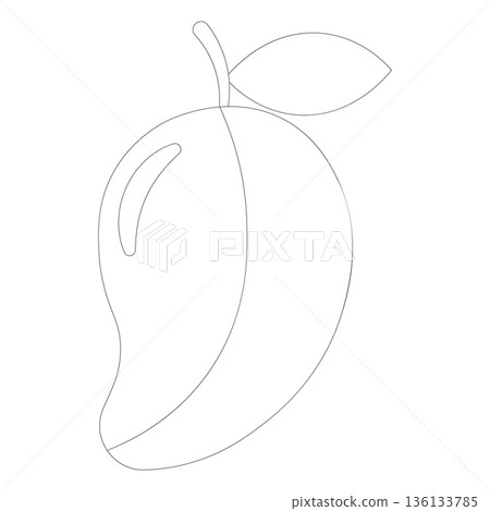 Outline illustration of a single mango with a leaf and stem, isolated on white. Outline illustration of a single mango with a leaf and stem, isolated on white. 136133785