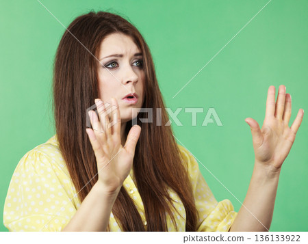 Woman telling to step back 136133922