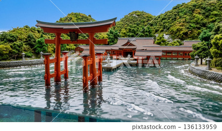 世界遺產嚴島神社大鳥居與主殿的微縮模型 136133959