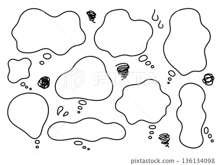 Moyamoya speech bubble set, hand-drawn, simple line drawing Moyamoya speech bubble set, hand-drawn, simple line drawing 136134098