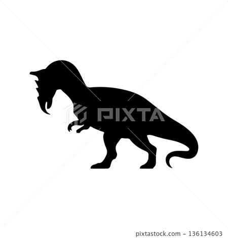 Dinosaur silhouette showcasing unique features against a plain background 136134603