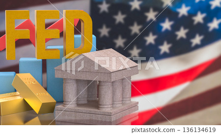 Federal Reserve Policy Impact On Gold Market And Economic Growth 3d render. Federal Reserve Policy Impact On Gold Market And Economic Growth 3d render. 136134619