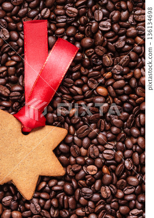 star shaped christmas cookies on coffee beans star shaped christmas cookies on coffee beans 136134698