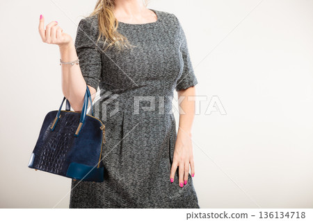 Chic woman with handbag. Chic woman with handbag. 136134718