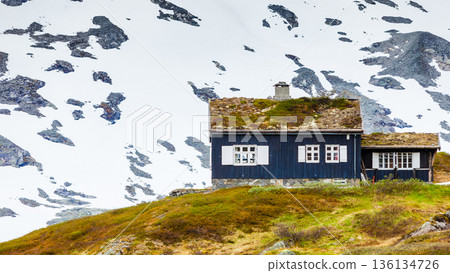 Norwegian old country houses in mountains. Norwegian old country houses in mountains. 136134726