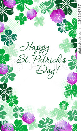 Vertical St. Patrick's Day card. Hand drawn. Not AI, vector illustration. 136134787