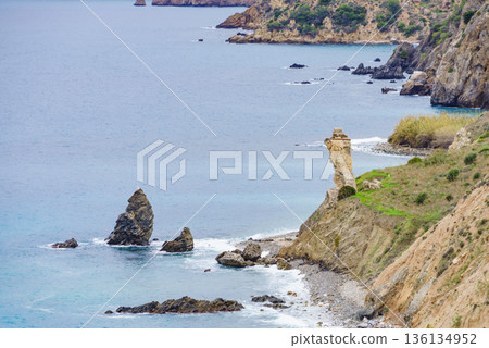 Rocky coast and seaside cliffs, Spain 136134952