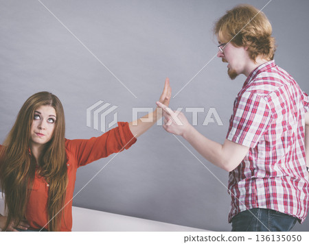 Man begging for forgiveness his woman 136135050