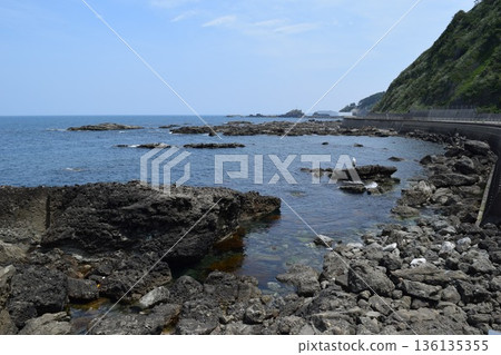 Rocky landscape on the Shonai coast Rocky landscape on the Shonai coast 136135355