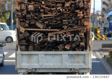 Truck transporting waste wood 136135687