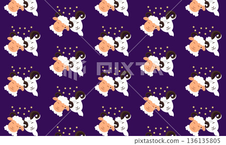 Eid al Adha Seamless Pattern with Lamb, Goat and Stars Eid al Adha Seamless Pattern with Lamb, Goat and Stars 136135805