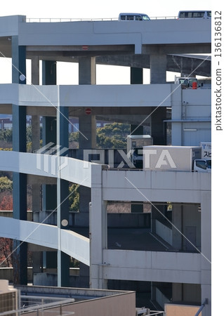 Logistics center and trucks 136136812