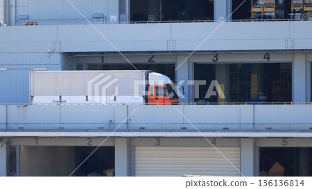 Logistics center and trucks 136136814