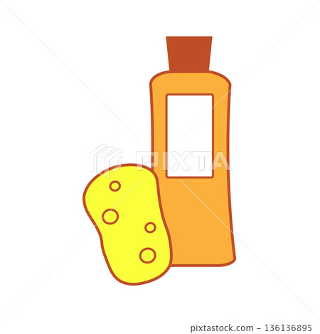 Simple cleaning icon of sponge and detergent Orange Housework/Cleaning Simple cleaning icon of sponge and detergent Orange Housework/Cleaning 136136895