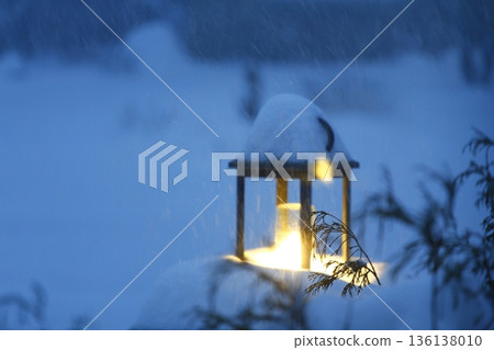 Outdoor Light During Evening in a Winter Storm 136138010