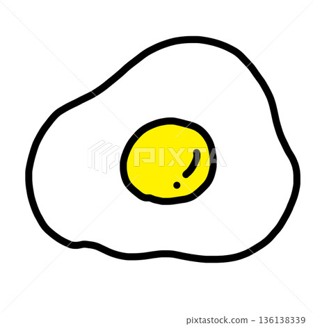 Color illustration of a deformed fried egg Color illustration of a deformed fried egg 136138339