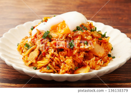 Pork kimchi fried rice Pork kimchi fried rice 136138379