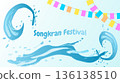 Songkran Thai New Year Water Festival Splash Vibrant flowers and joyful. For ads, web design, marketing. Vector illustration. 136138510