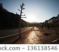 Residential area illuminated by the setting sun 136138546