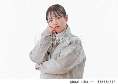 Worried female worker 136138757