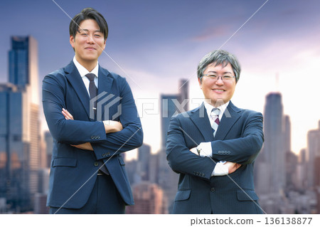Businessmen with arms Businessmen with arms 136138877