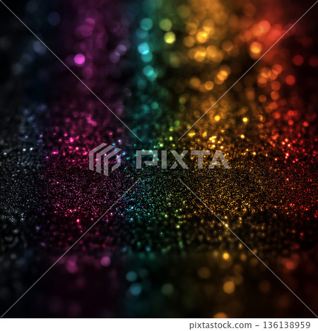 Rainbow Glitter Bokeh Background Colorful Sparkle Light Texture Abstract Festive Gradient Backdrop 136138959