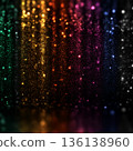 Rainbow Light Streaks Glitter Sparkle Background Colorful Bokeh Abstract Falling Particles Festive Gradient Texture 136138960
