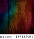 Rainbow Light on Wood Grain Texture Colorful Wooden Background Abstract Neon Gradient Rustic Surface Pattern 136138961