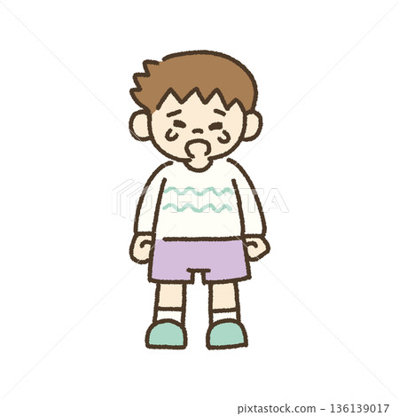 Hand-drawn illustration of a crying boy Hand-drawn illustration of a crying boy 136139017