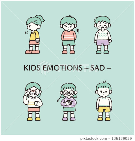 兒童悲傷情緒插畫集:哭泣、沮喪、嘆息、面無表情 兒童悲傷情緒插畫集:哭泣、沮喪、嘆息、面無表情 136139039
