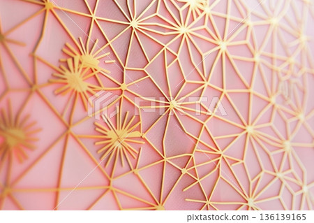 Luxurious Japanese modern geometric pattern background material Traditional Japanese pattern in pink and gold 136139165