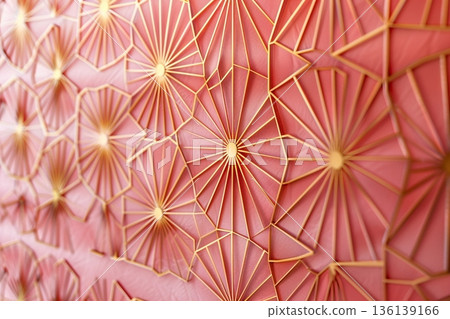 Luxurious Japanese modern geometric pattern background material Traditional Japanese pattern in pink and gold 136139166
