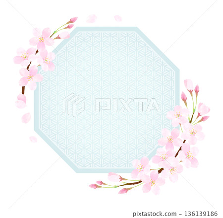 八角形相框,飾以櫻花花瓣 八角形相框,飾以櫻花花瓣 136139186