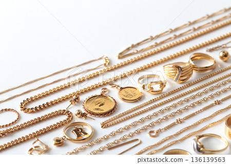 Group photo of precious metals, including gold Group photo of precious metals, including gold 136139563