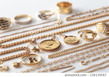 Group photo of precious metals, including gold Group photo of precious metals, including gold 136139567