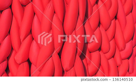 Red braids forming a textured background in Moscow 136140510